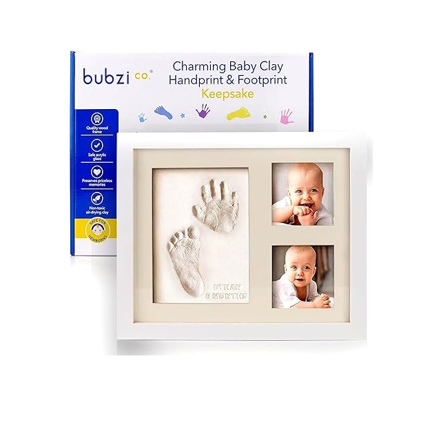 Bubzi Co Handabdruck Fußabdruck Baby Fotorahmen Set für Neugeborene Mädchen Jungen
